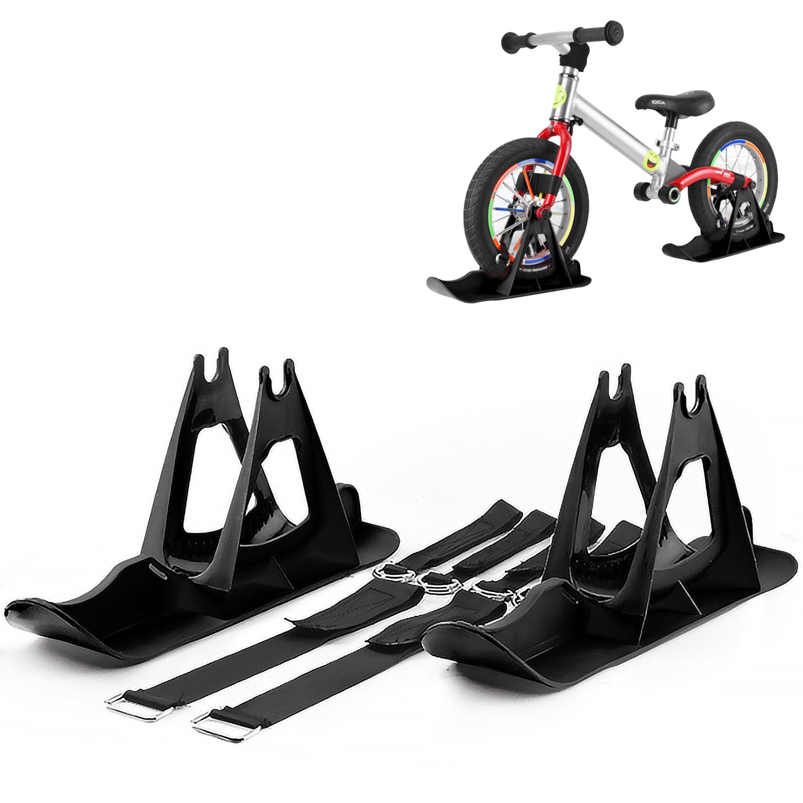 Snow Bike Sled, 1 Pair Winter Balance Bike Snow Sled, Scooter Snow Sledge Ski Sled, Skate Accessories for Winter Outdoor to Turn the Bicycle into Ski