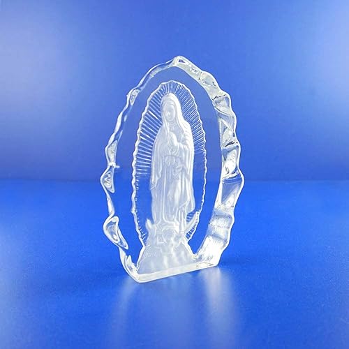 Miniatura 5 de Nuestra Señora de Guadalupe La Santísima Virgen Estatua de Cristal Estatua Religiosa 5"