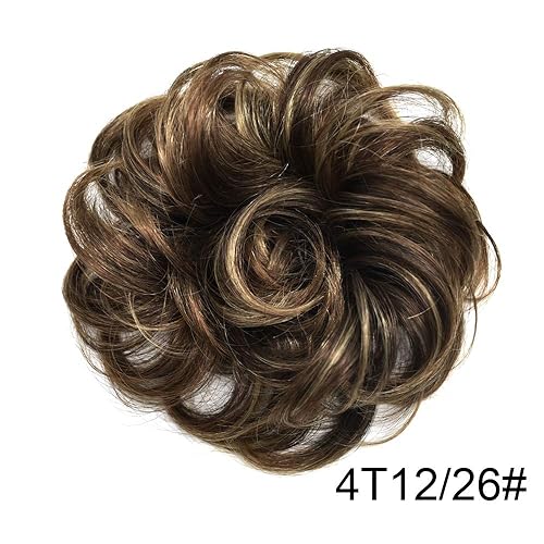 Miniatura 10 de FACE MIRACLE - Coleta de cabello rizado y desordenado, moño rosa desordenado, cola de caballo natural como cabello humano (#27613 rubio fresa y