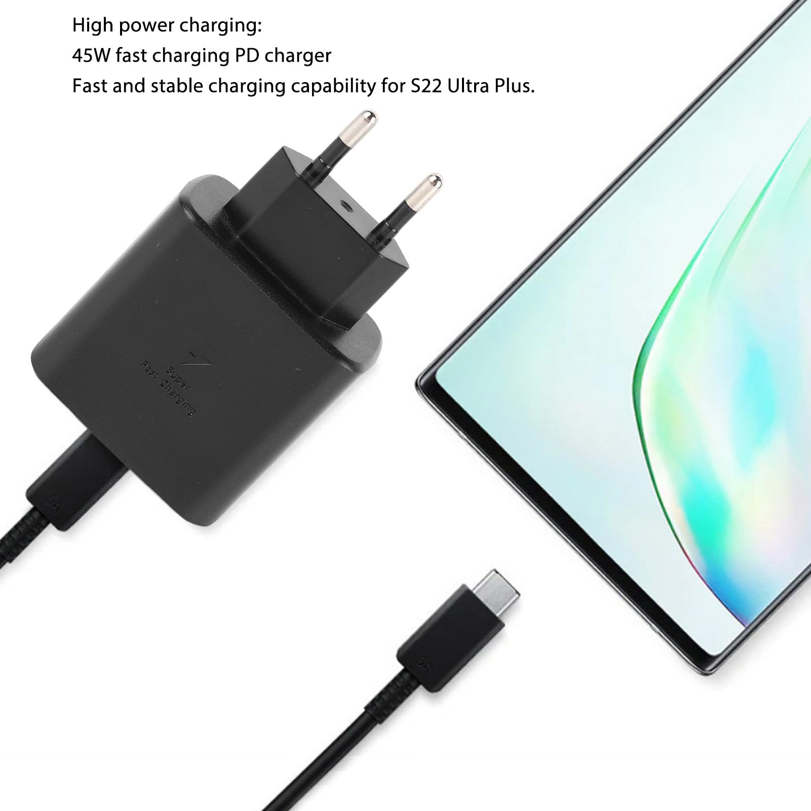 45W USB C Super Szybkie ładowanie Typu C, Szybkie ładowanie Blok ładowania ściennego Telefonu z Systemem Android do S23 Ultra/S23/S23+/S22/S22