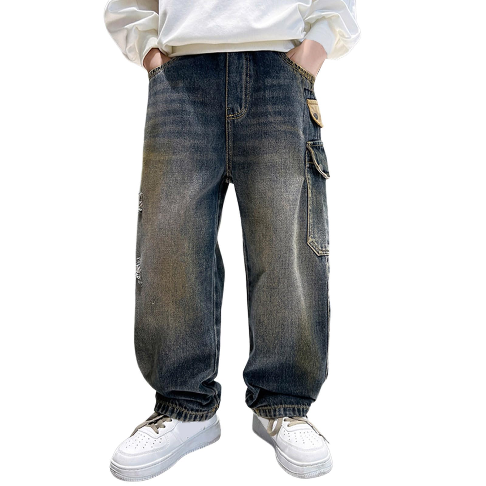 Pantalones Vaqueros Cargo duraderos para niños, Pantalones Casuales de Pierna Recta para niños, Ropa cómoda de otoño y Temporada.#g