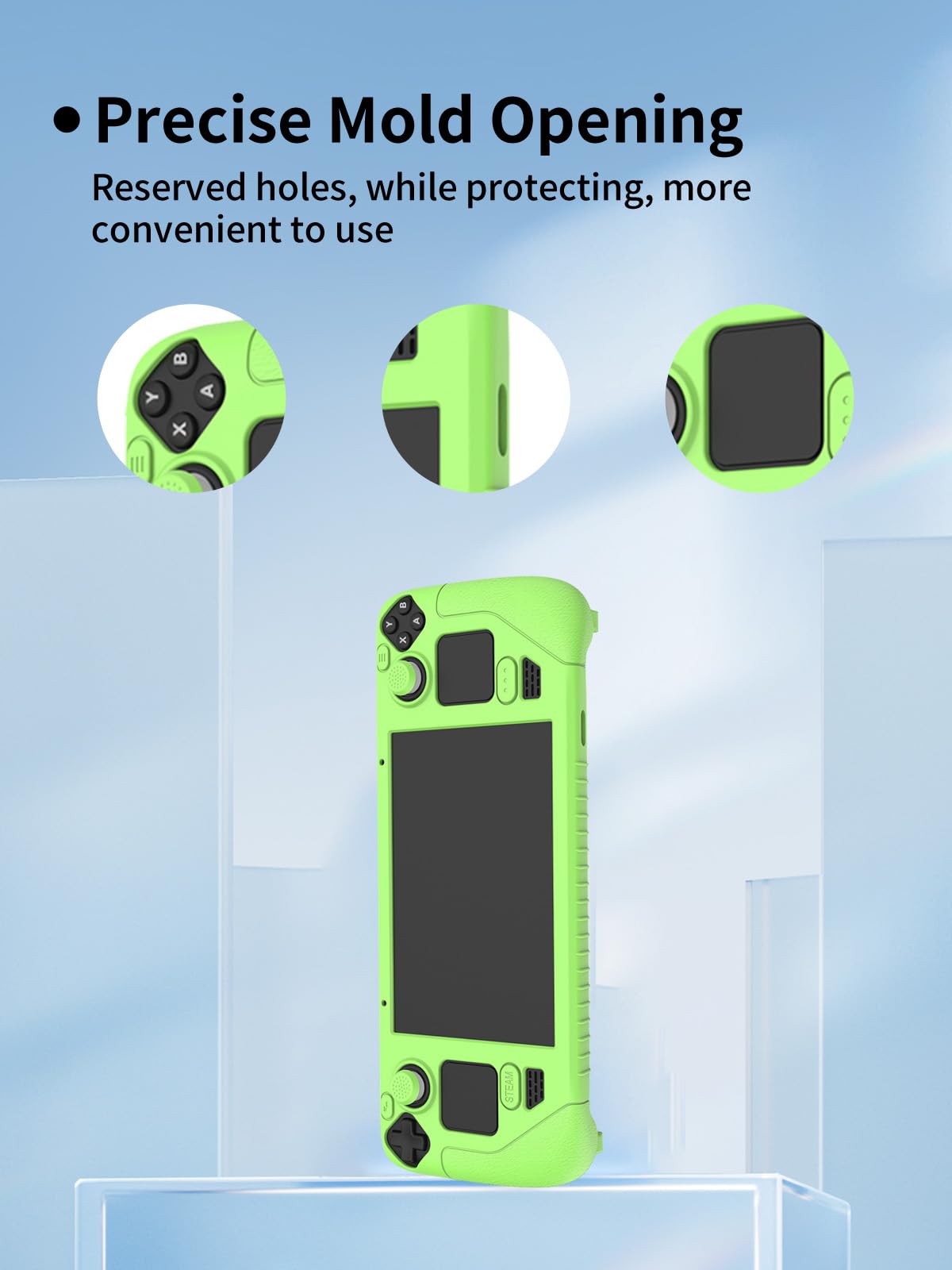 Compatible con Valve Index Steam Deck Gamepad, silicona de alta calidad, protección a prueba de golpes, puerto de carga táctil accesible, verde fluorescente.