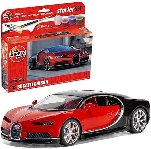 Airfix Starter Gift Set Bugatti Chiron 1:43 Supercar Plastic Model Kit A55005