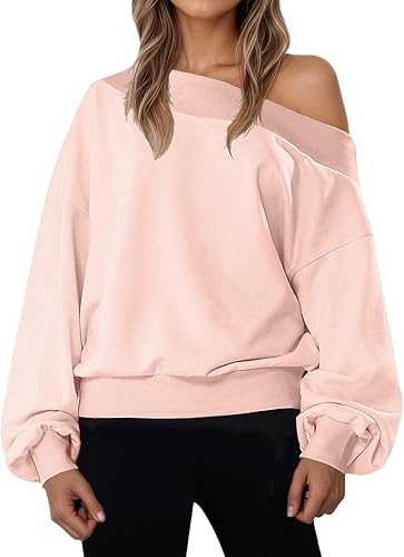 Womens Long Sleeve One Shoulder Loose Fit Oversized Outfit S