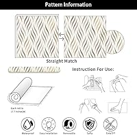 Vista 7 de Boho Wave Leaf Geometric Wallpaper, Cream PVC, Peel and Stick, Removable, Renter Friendly, Vintage, Modern, Easy DIY, 1 Roll = 17.71x118.1in