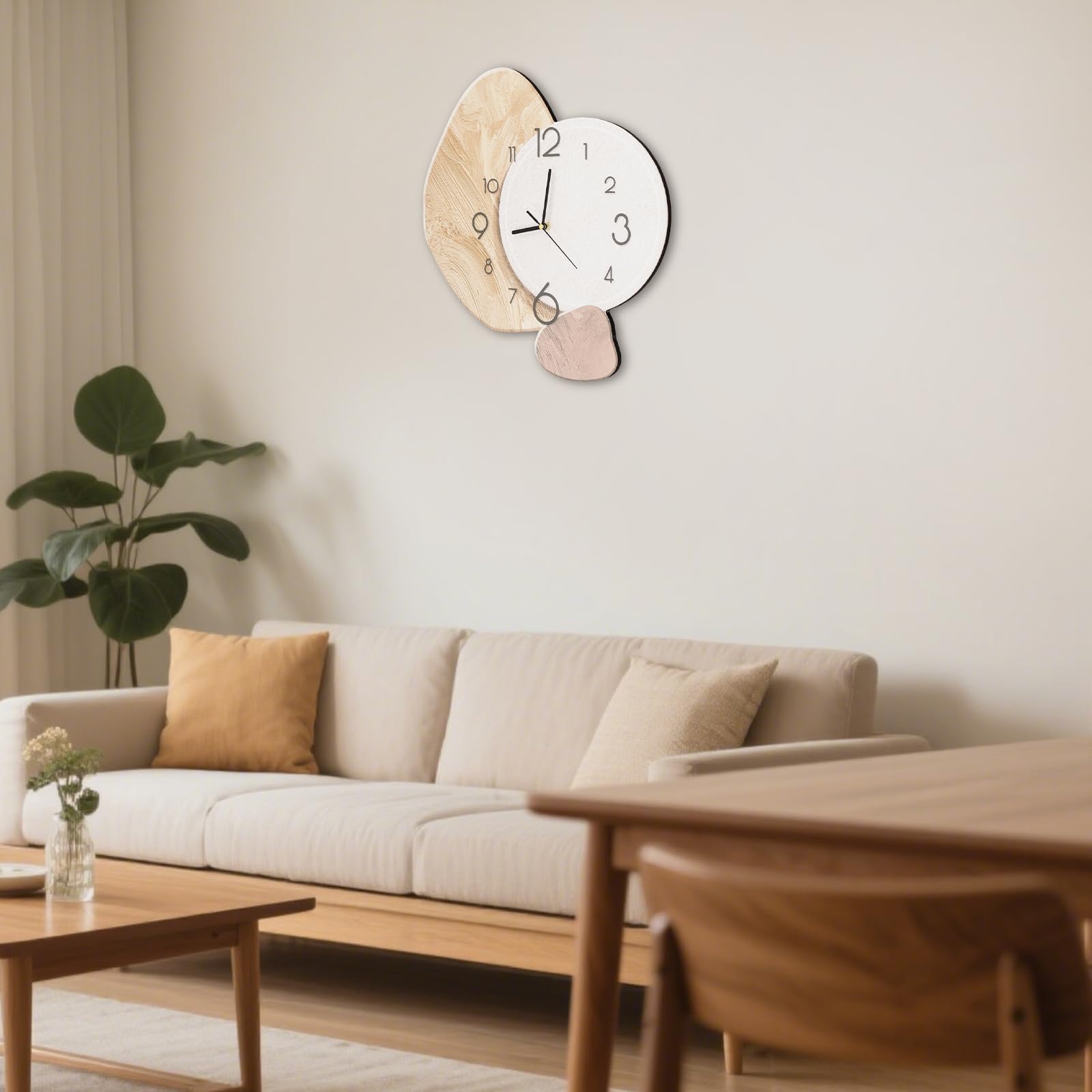Orologio digitale da parete forme irregolari con ganci senza traccia creativi, orologio da parete silenzioso al quarzo, moderno, pendoli da parete per soggiorno, cucina, ufficio (oro+bianco)