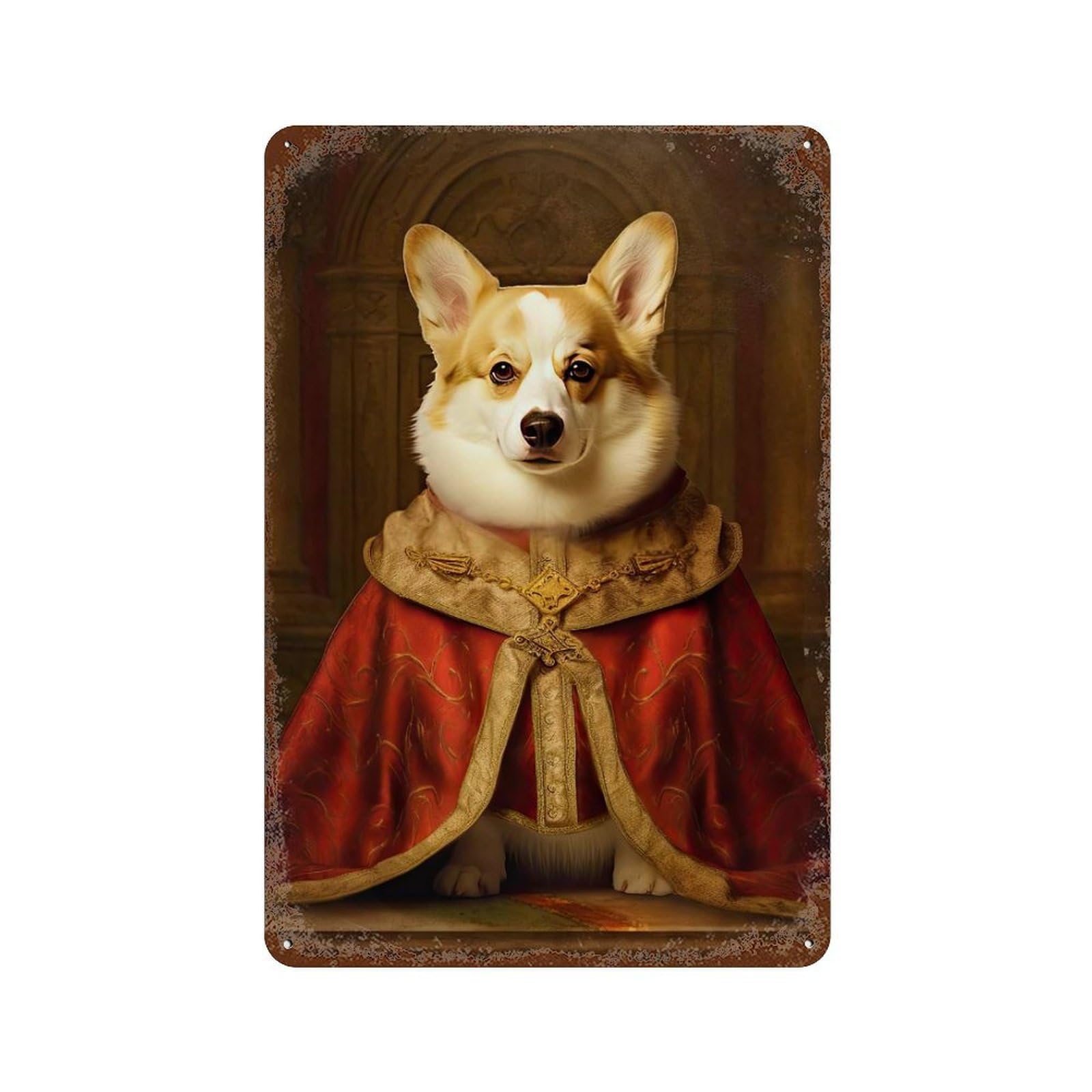 Decorative Tin Sign Corgi The Pope 11.8"x7.9", Vintage Wall Decor for Pub, Kitchen And Man Cave Decor