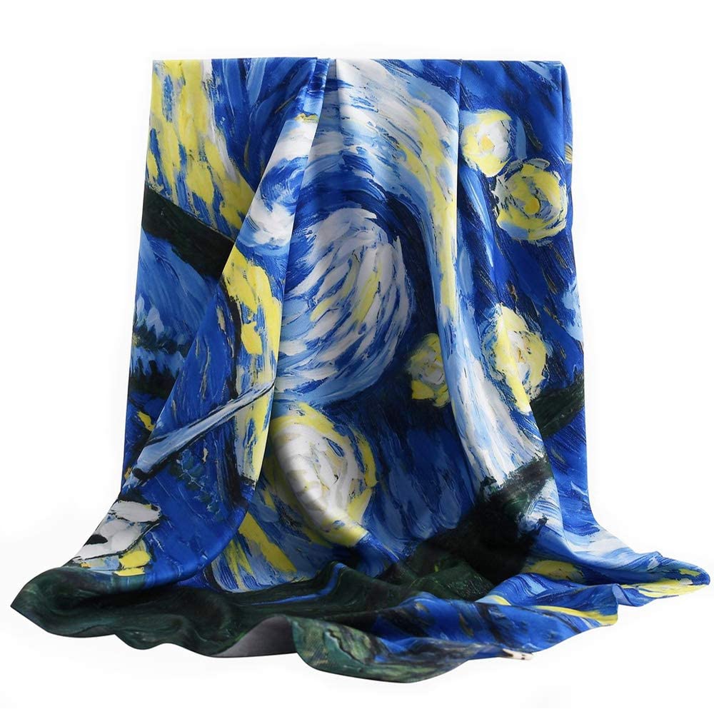 100% Mulberry Silk Scarf-Printed or Solid Color 35” Square Large Silk Hair Head Wrap Scarf With Gift Box Package