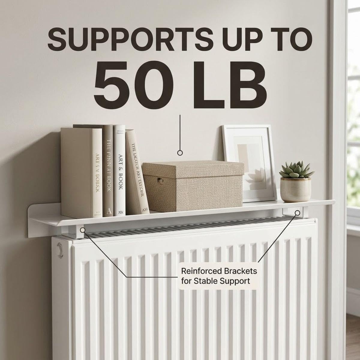 Étagère de Radiateur Sans Perçage 100cm Aluminium Blanc