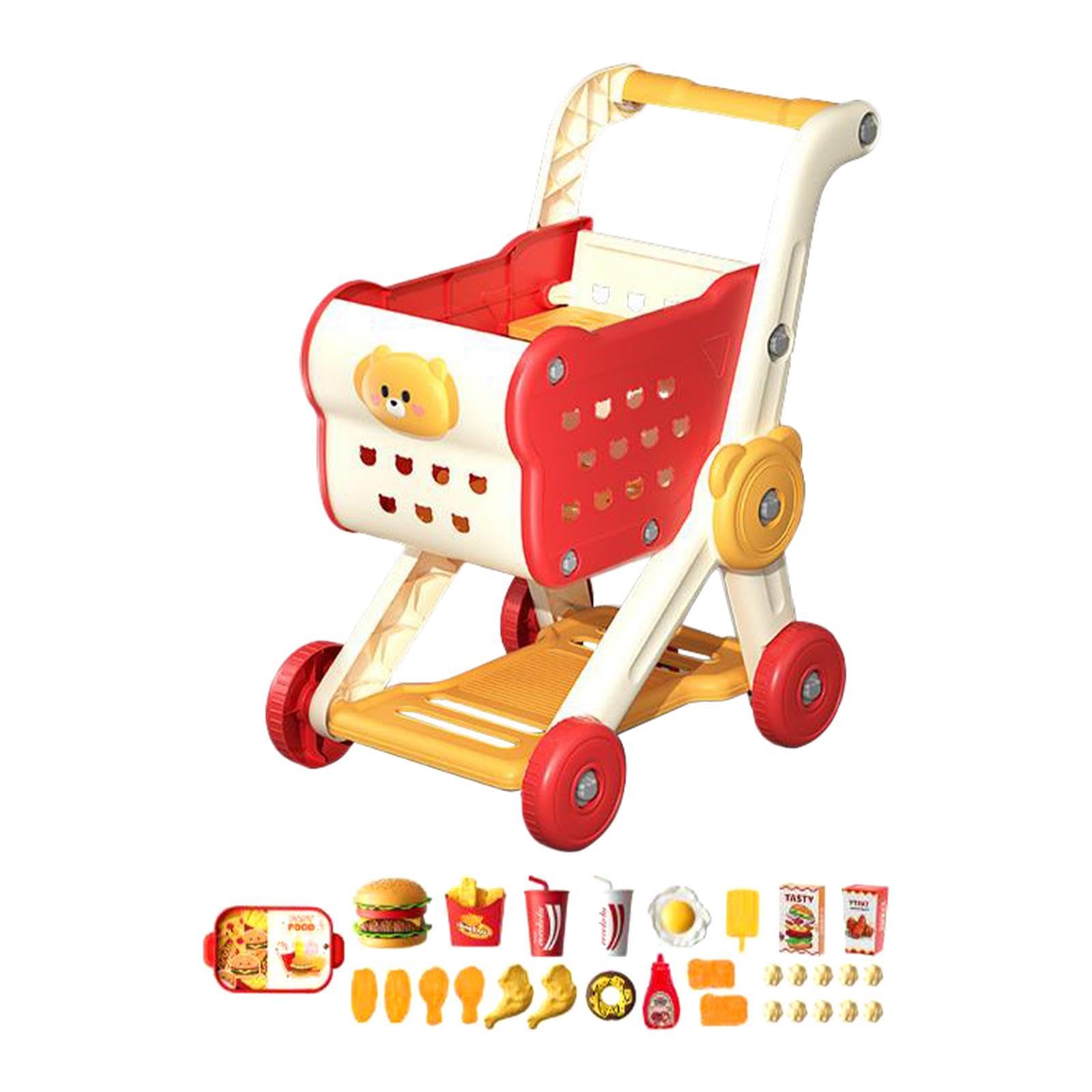 Almencla Set di Giocattoli per Bambini: Carrello della Spesa, Carrello per, Giochi di Ruolo Realistici, Cestino Portaoggetti da Scrivania, Giocattoli, Rosso