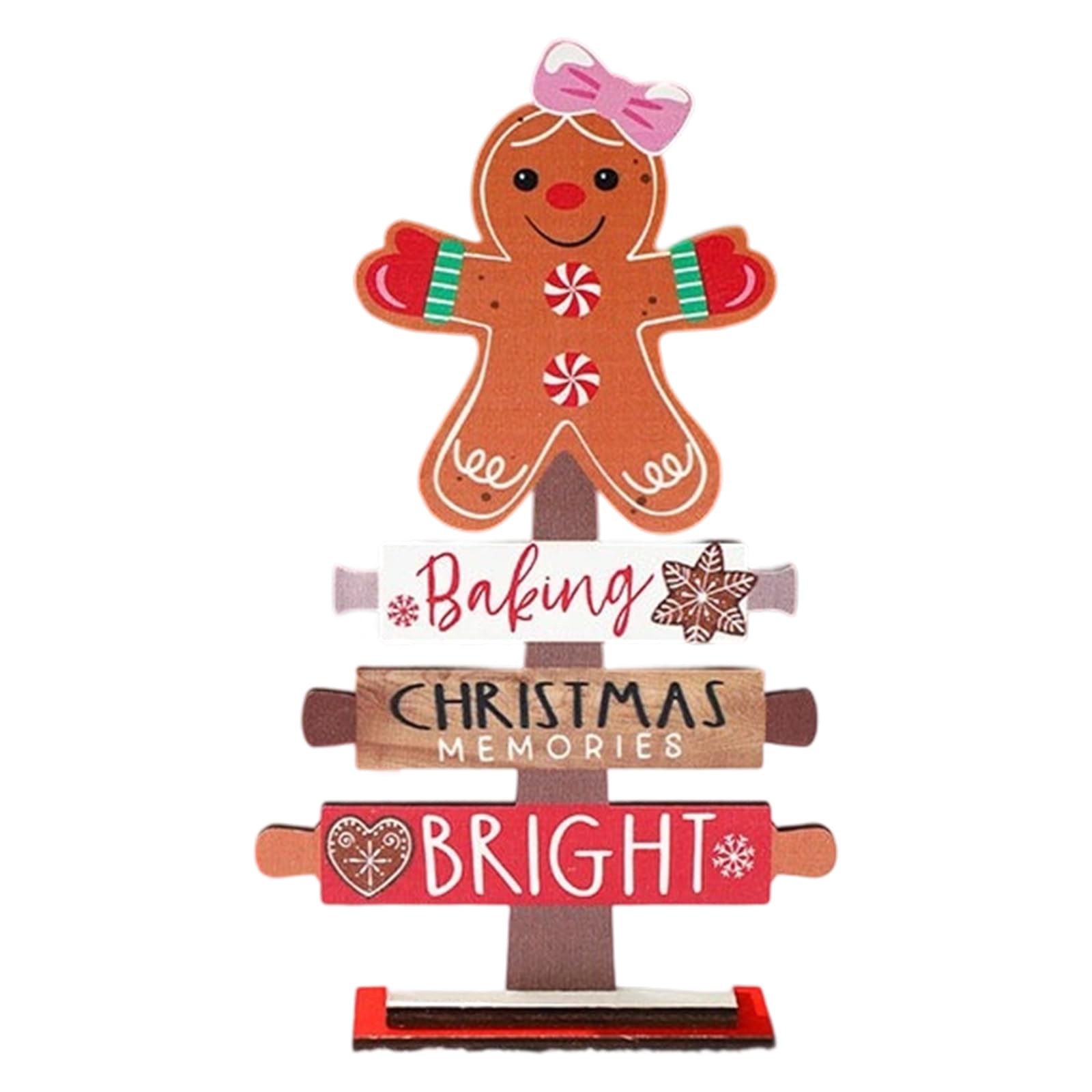 Kalttoy Christmas Tree Holiday Gingerbreads Wood Carving Ornament for Tabletop Display and Seasonal Home Styling Wooden Gingerbreads Festive Decoration
