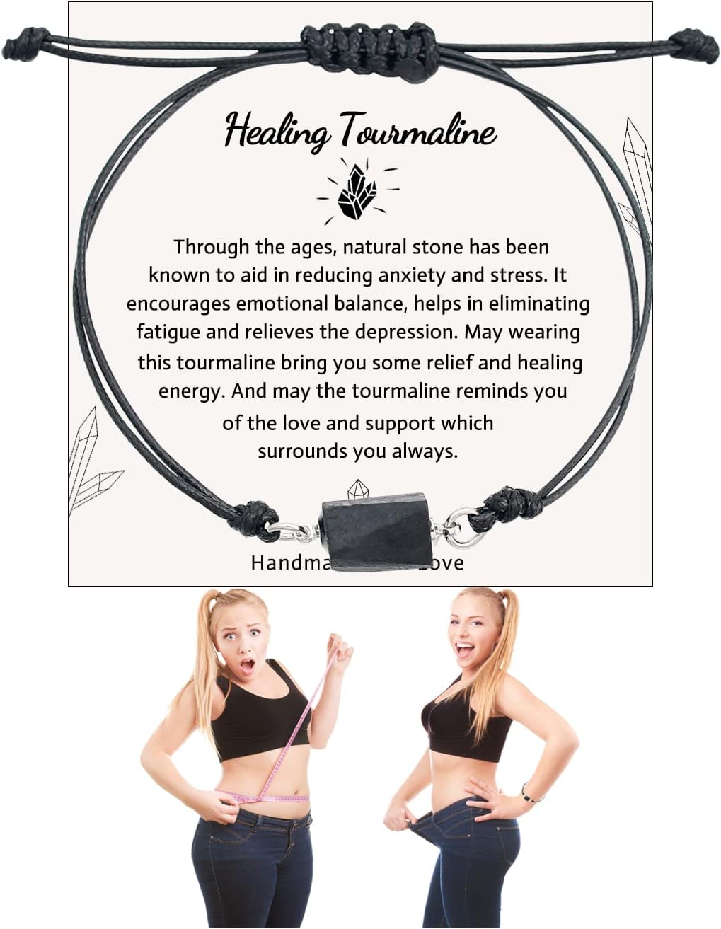 Black Tourmaline Bracelet Leather Wrap Bracelet Healing tourmaline bracelet Gifts for Women