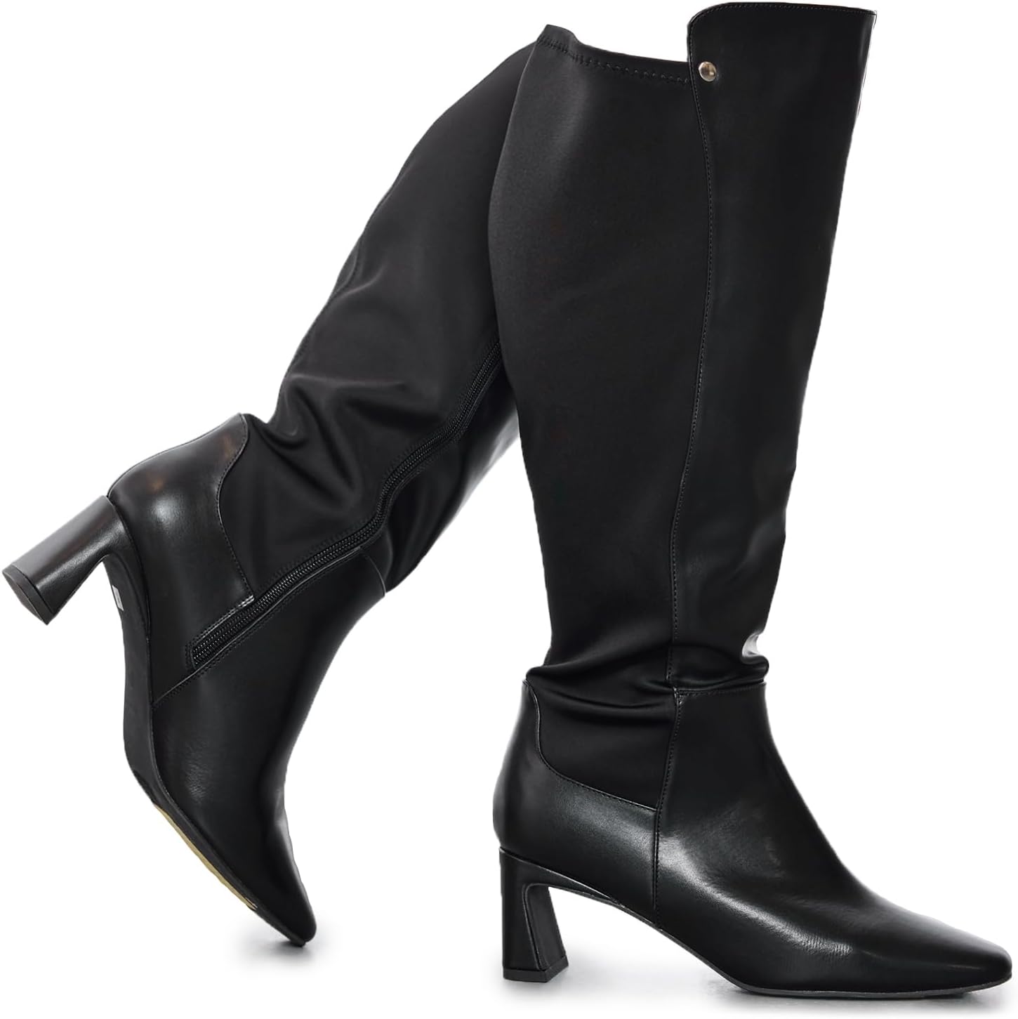 RF ROOM OF FASHION Women's Wide Calf 2 inch Heel Knee High Dress Boots