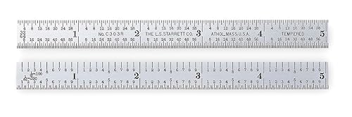 Starrett Regla de acero totalmente flexible con acabado cromado satinado, lectura rápida y graduación en pulgadas, graduación 3R, 6 pulgadas de