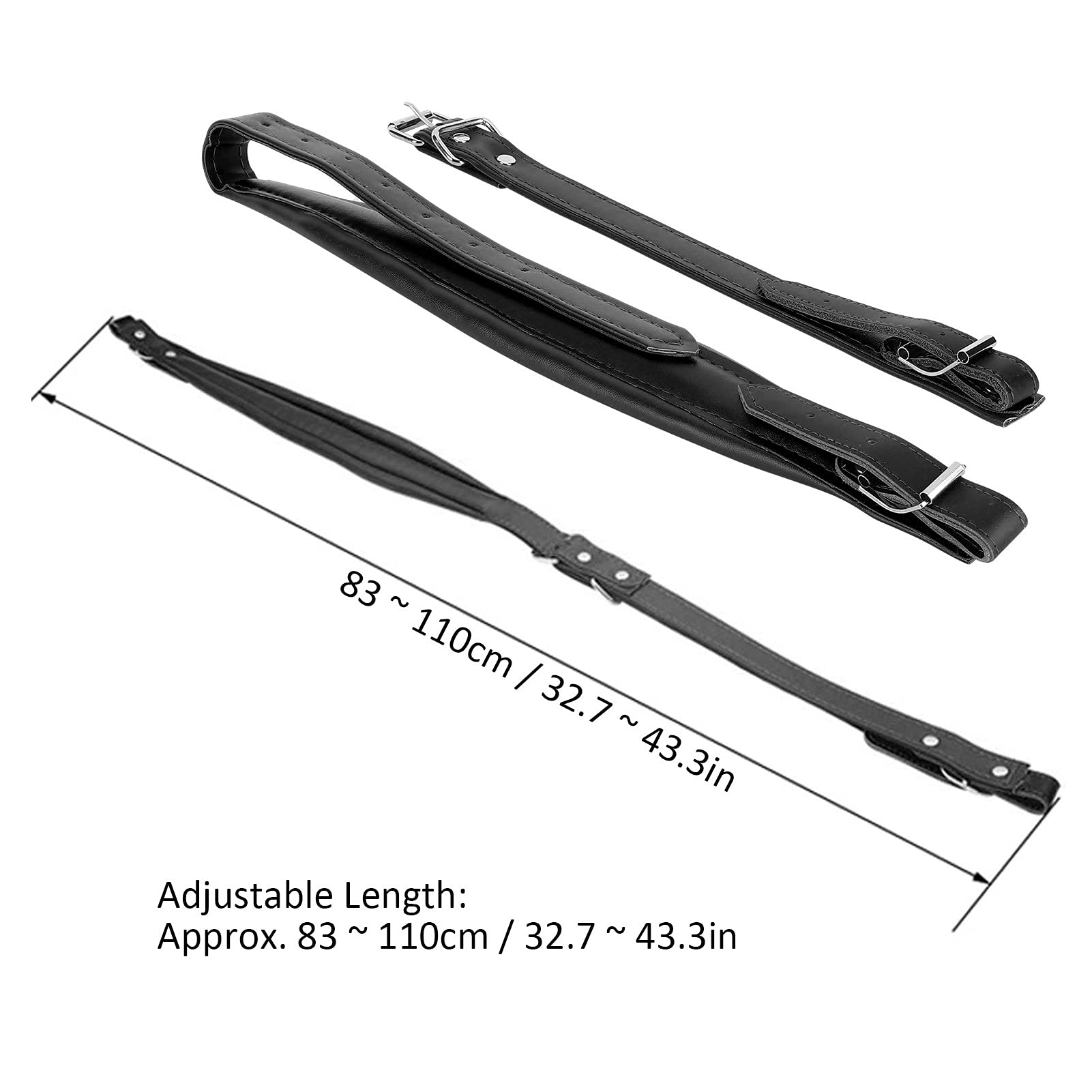 Accessoire accordéon, sangles réglables en cuir PU Sangles accordéon confortables et douces noires pour accordéon 16-120 basses(44 * 8 * 5cm-le noir)