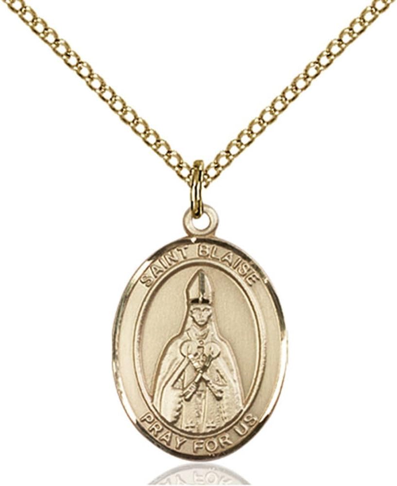 Bonyak Jewelry St. Blaise Hand-Crafted Oval Medal Pendant in 14kt Yellow Gold-Filled