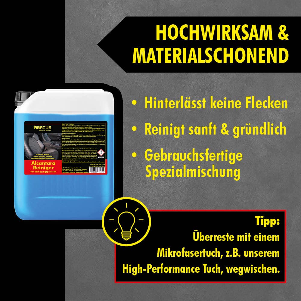 ABACUS® Tornador Alcantarareiniger, Tornador Alcantara-Reiniger, Tornador-Reiniger, gebrauchsfertig für Reinigungspistolen und Druckluftpistolen – Tornador Alcantarareiniger 10 Liter (1086.10)