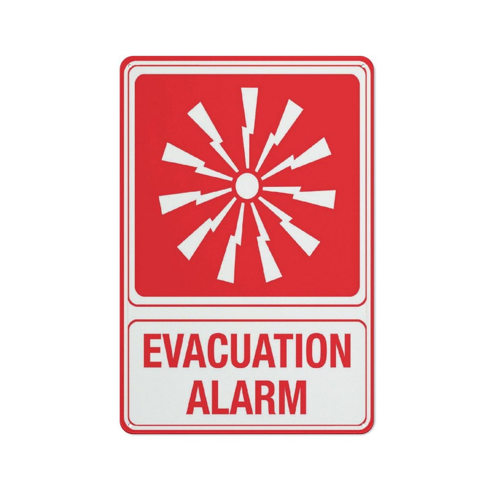Peiyeety A09 Evacuation Alarm Sign 12X8 Inch Metal Signs Aluminum Sign Pre-Drilled Holes For Easy Mounting Indoor Or Outdoor Use For Fence Door Or Gate