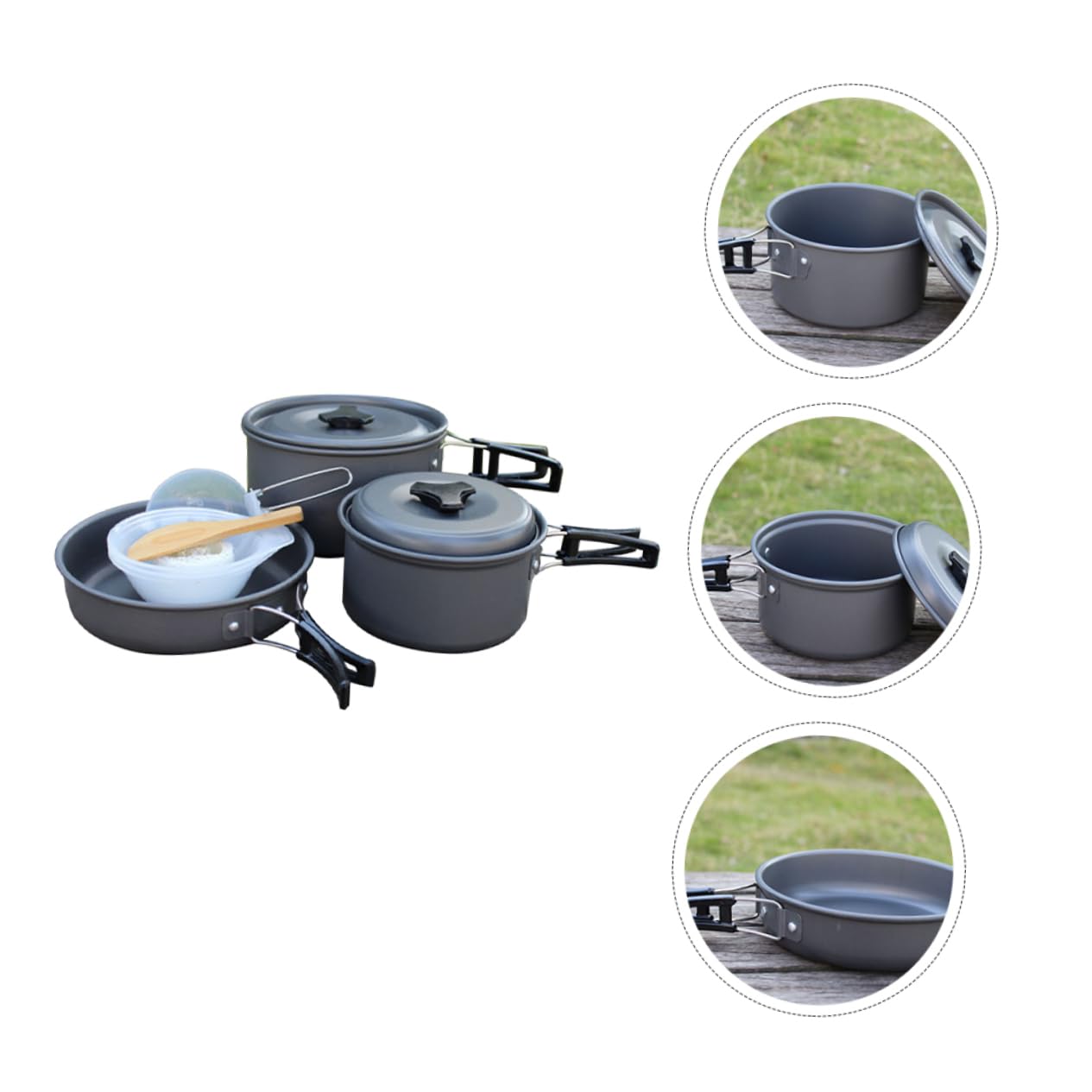 OSOLADY 1Set Camping Cookware for People Portable Folding Cook Equipment with Pot Pot Frying Pan Bowls and Utensils for Outdoor Cooking and Backpacking