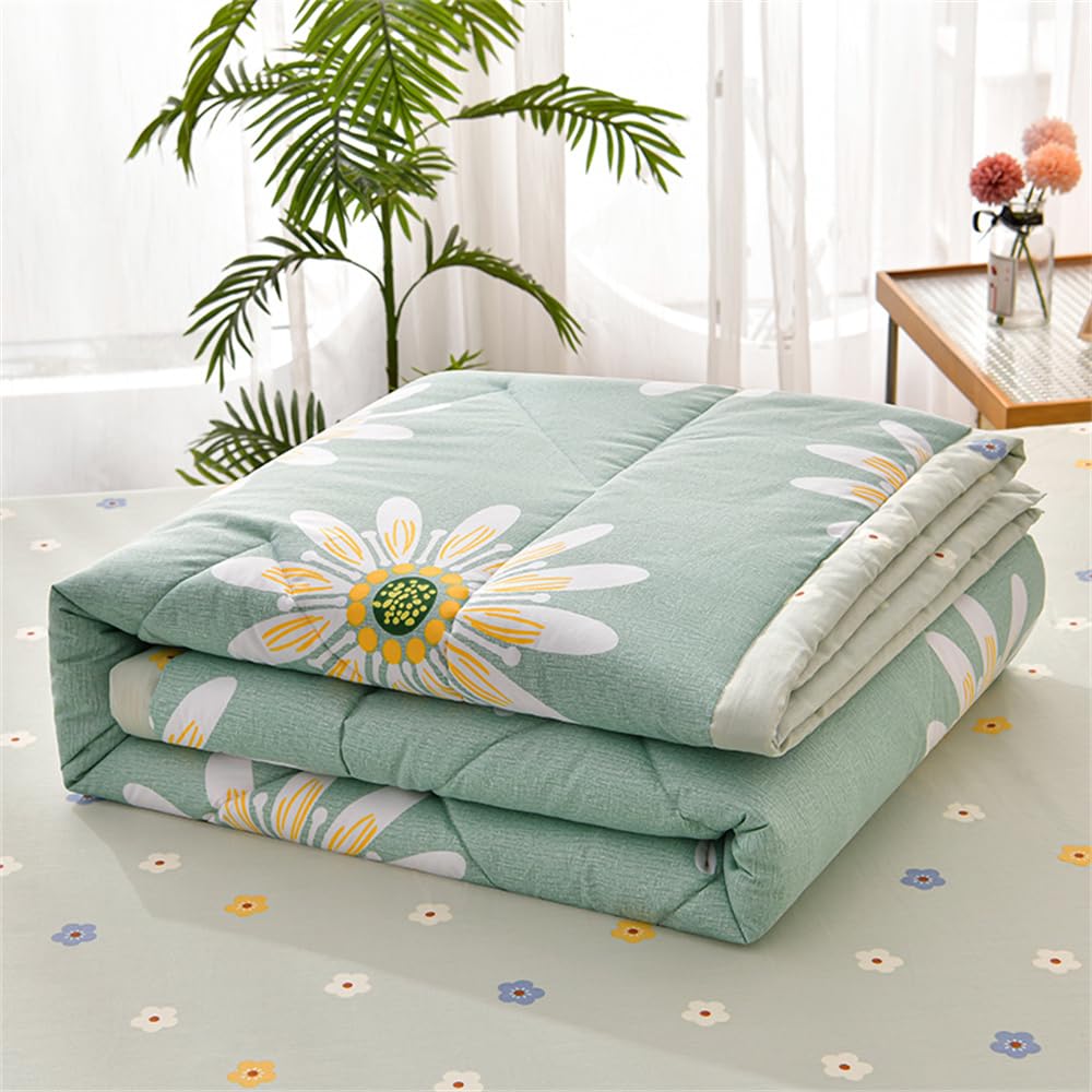 Mateju Quilted Bedspread Throw, Single Double King Modern Patterned Bedspreads Quilt Coverlets Summer Lightweight Reversible Coverlet for Bedroom Decor (Daisy,180 * 200cm)