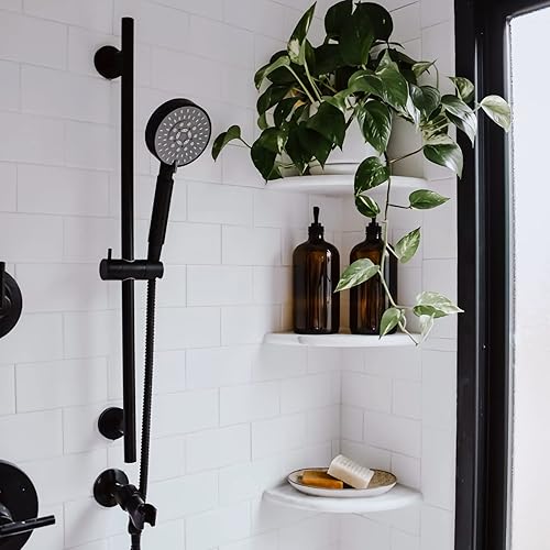 Miniatura 2 de Estante de ducha esquinero de mármol natural de 9 pulgadas para baño estantes esquineros de mármol para baño montado en la pared en ambos lados