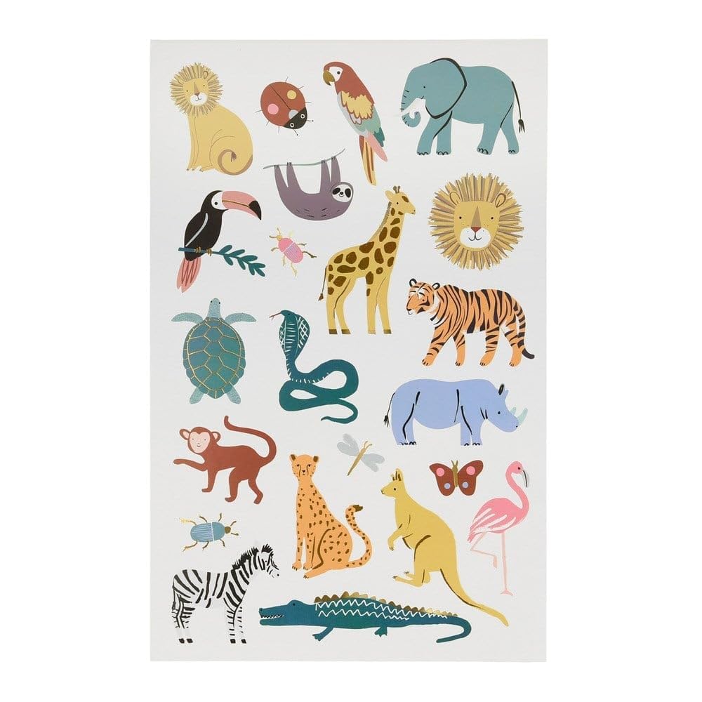 Meri Meri - Wild Animals Tattoo Sheet - Vahşi Hayvanlar Geçici Dövmeleri - 2'li
