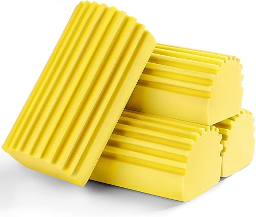 Jeymei Paquete de 4 esponjas húmedas, cepillo de limpieza de esponja, plumero para limpiar persianas, vidrio, zócalos, rejillas de ventilación,