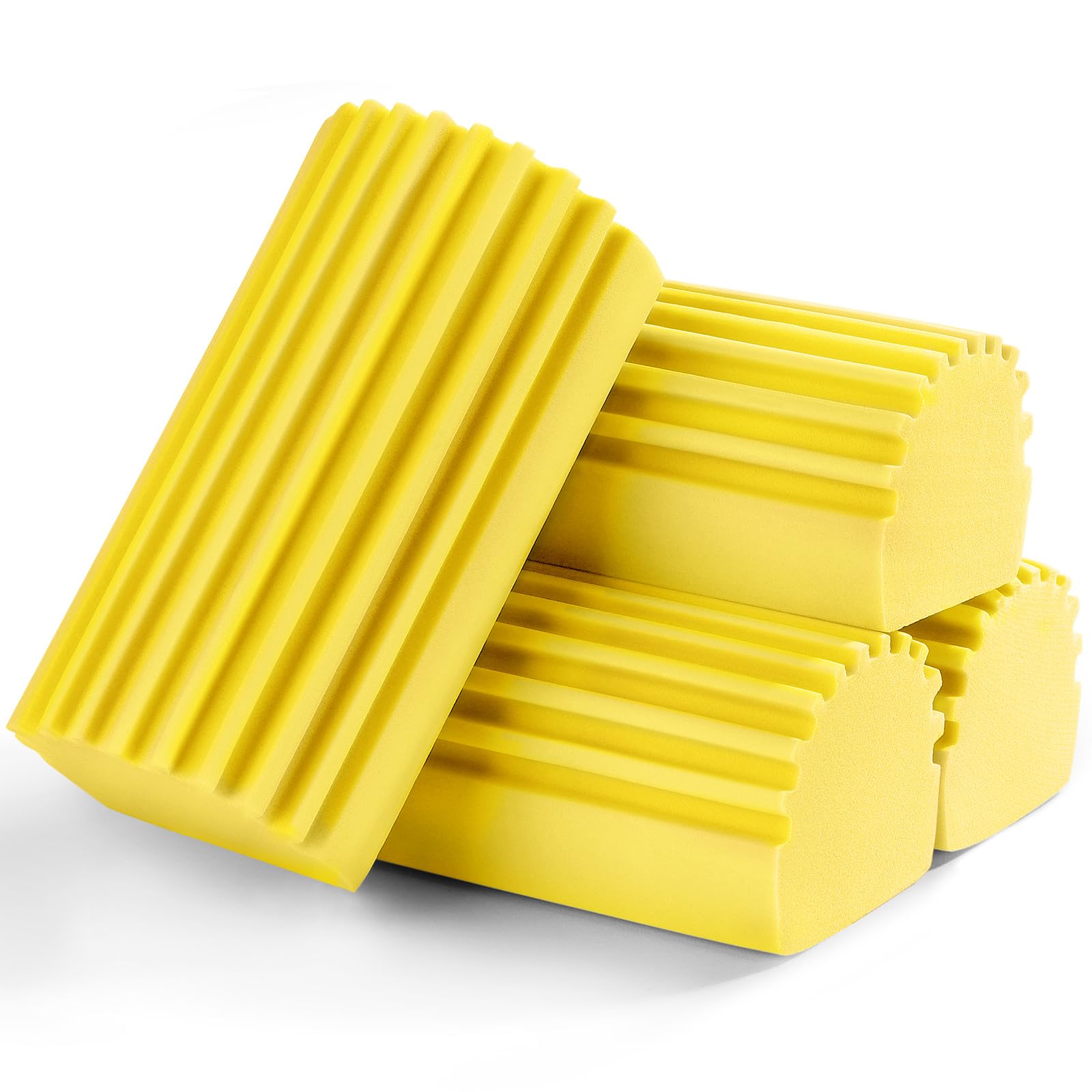 4-Pack Damp Clean Duster Sponge Brush for Cleaning Blinds, Glass, Baseboards, Vents, Railings, Mirrors, Window Track Grooves and Faucets (Yellow)