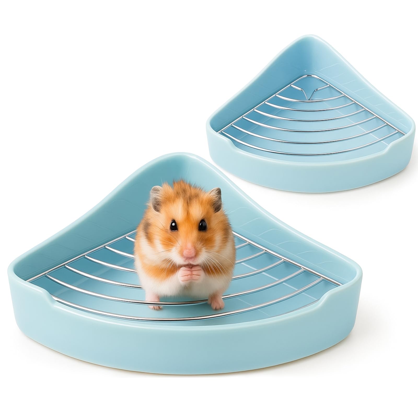 Eccliy Ceramic Corner Litter Box for Small Pets, Tip-Proof, Chew-Resistant, Triangle Potty Trainer Pet Pan for Ferret, Guinea Pig, Rat, Bunny,