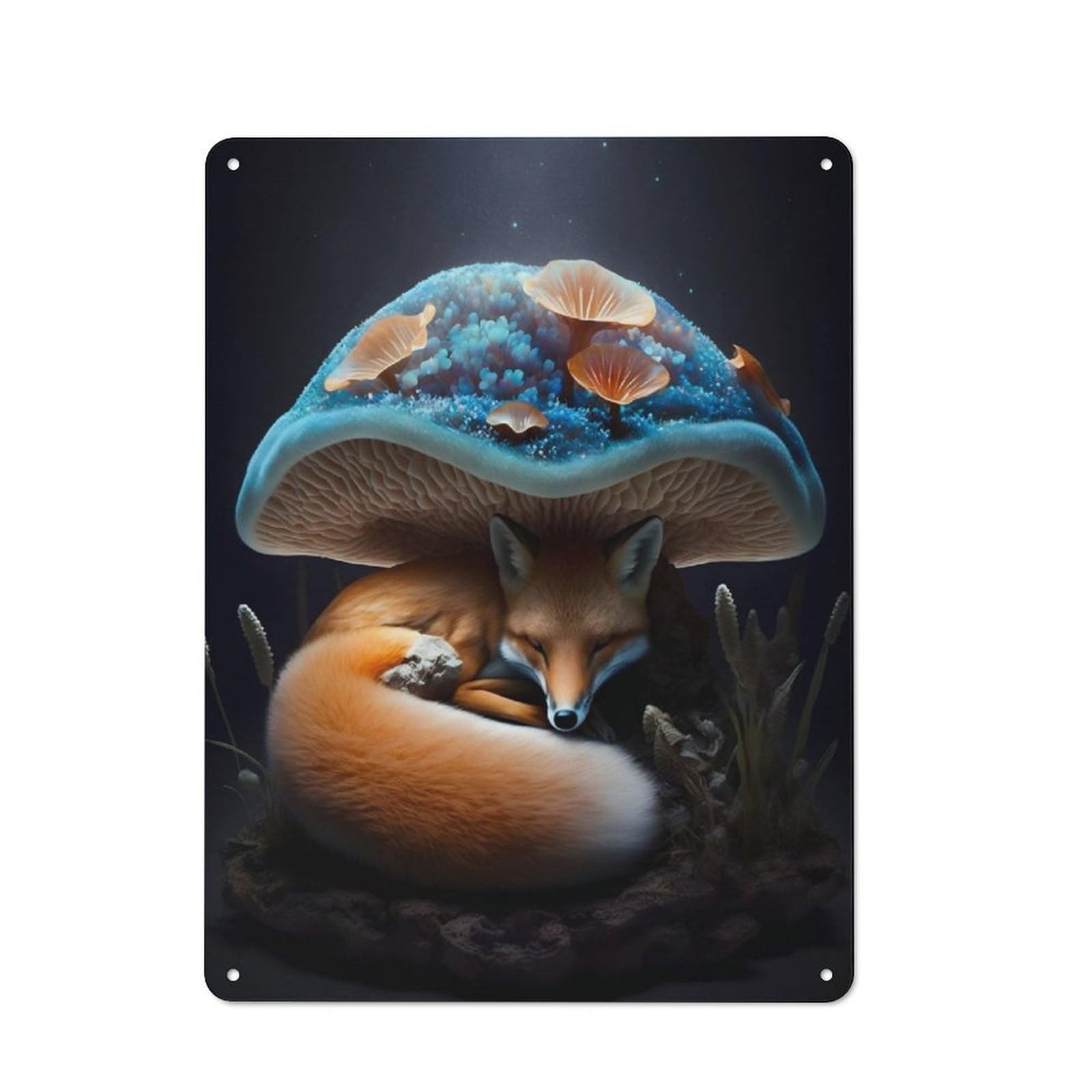 Junmoney Fox Coral Fungus Tin Wall Plaque 40X30cm With For Home Bar Wall, For Hosts Who Enjoy Retro Interiors