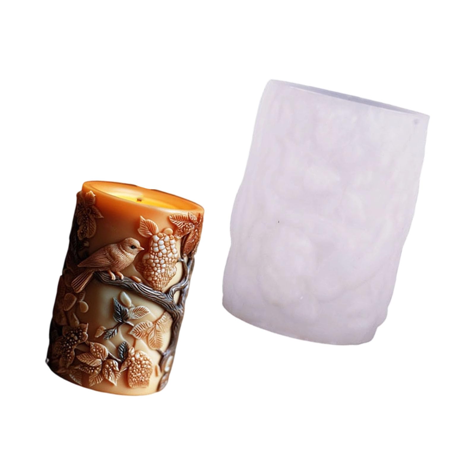 ZEPFJHE Bird Embossing Cylinder Silicone Molds Temperature Resistant Food Grade Silicone for Soap Making Candlewax Cast