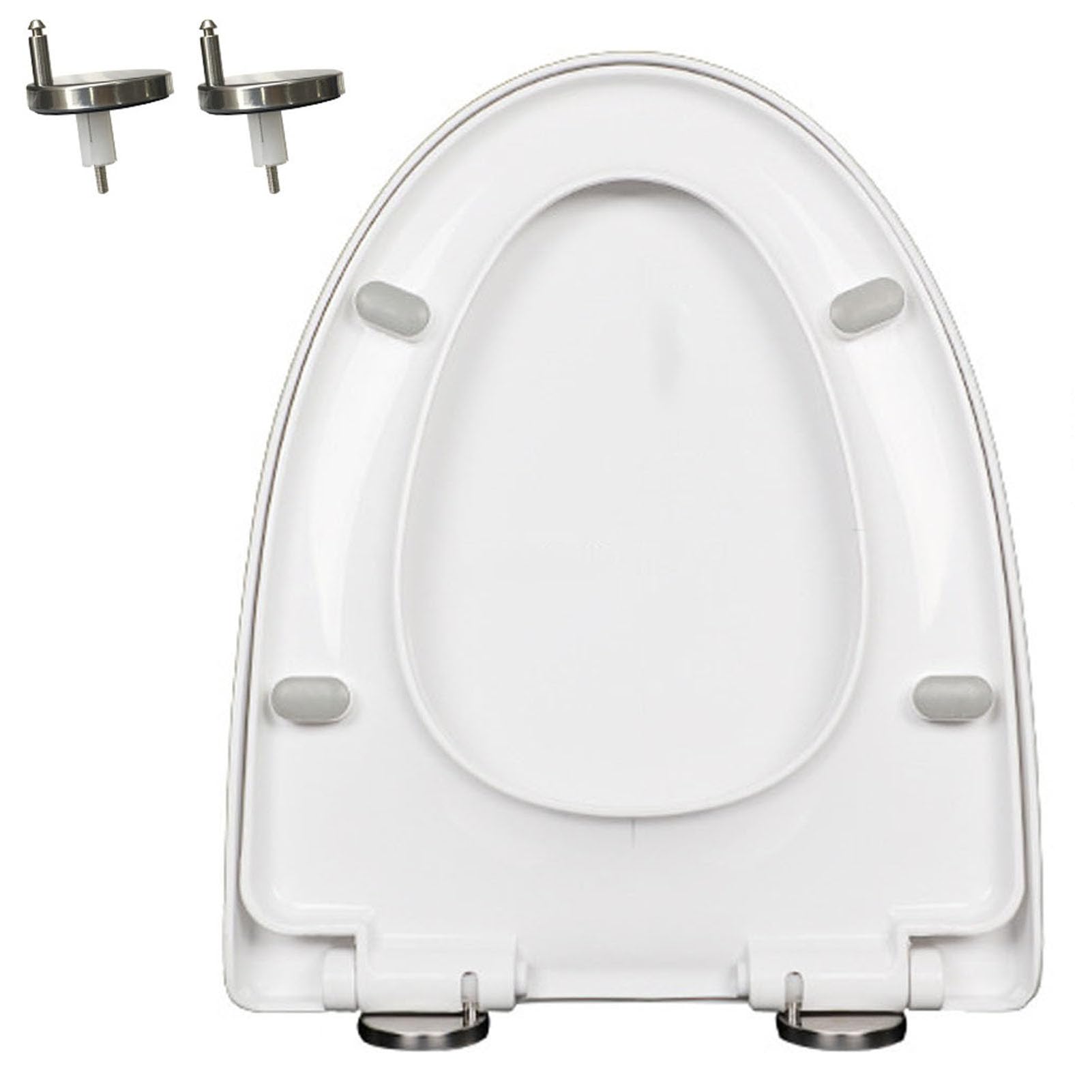Soft Close-Close Toilet seat, Easy Install Release, Non-loosening Hinges, pp Plastic White, Adjustable, Lightweight, Durable, Portable, User-Friendly, Compact, Elongated, one, Click