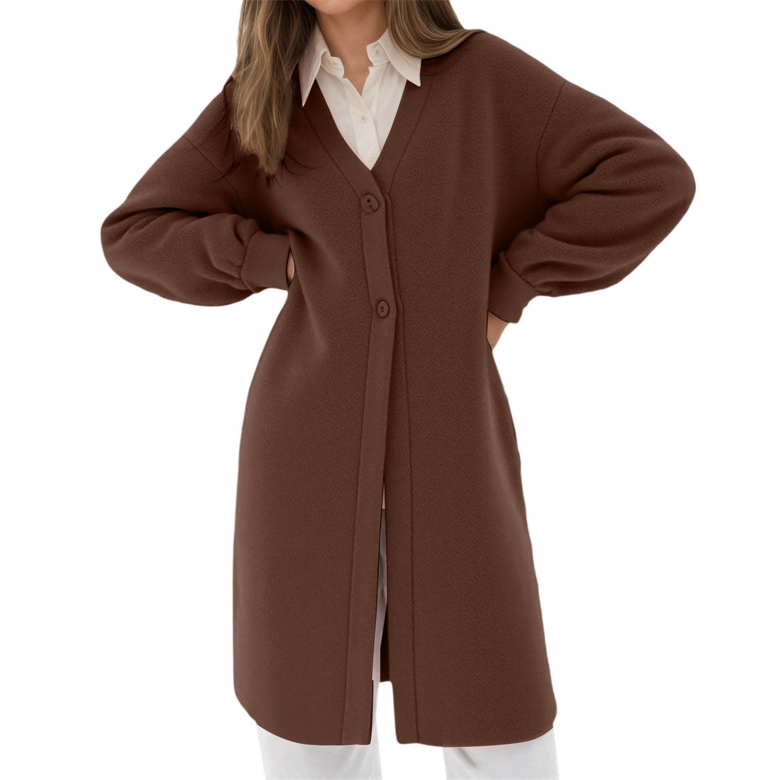 Cardigan Mujer Invierno,Chaqueta De Lana Mujer,CáRdigan Largo Informal Holgado De Punto Con Botones En La Parte Delantera Abierto Grueso De Gran TamañO Para OtoñO E Invierno CóModo Suave Y CáLido