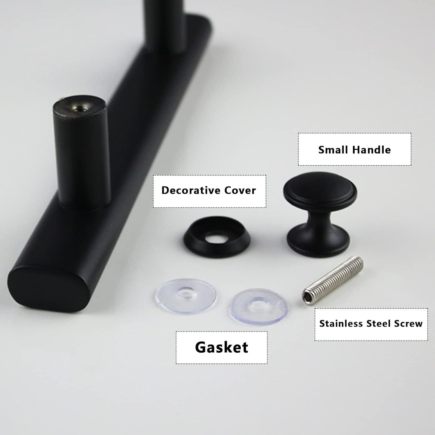 Glass Door knobs, Interior Shower Door Handle Matte Black, Bathroom Glass Door Grab Bar Knob Stainless Steel Single Side Door, Shower Screen Push and Pull Handle Sets (Black-145mm 225mm