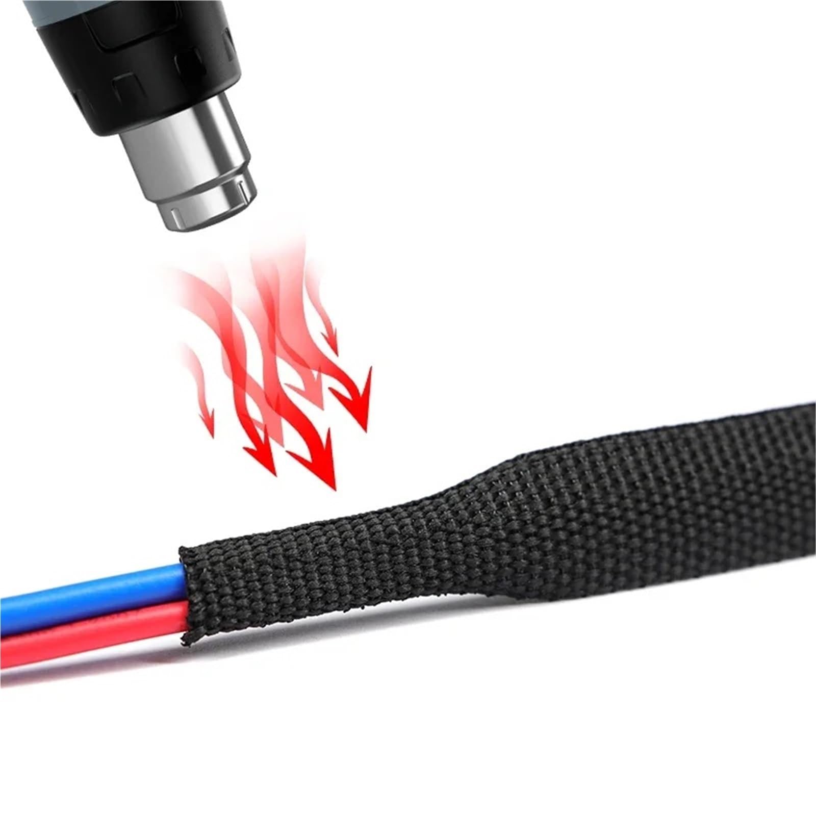 Copri Cavi 1~50 m Manicotto for cavo intrecciato Tubo termorestringente Isolamento Flam Restringente Guaina avvolgente Filo Organizzatore Protezione(Black,16mm,50 meters)