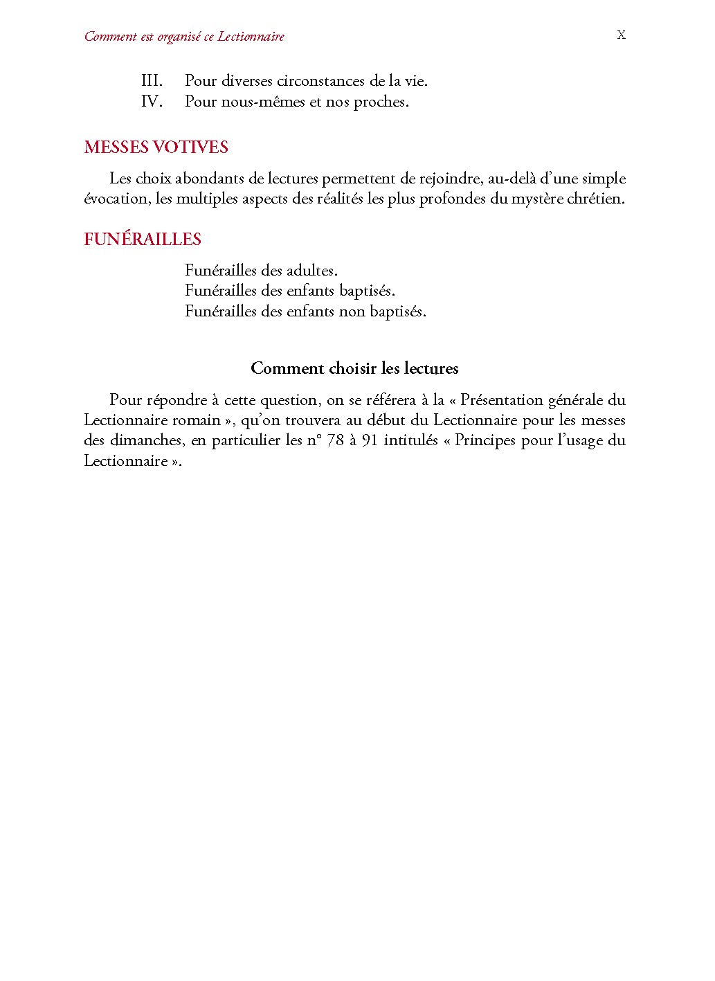 Lectionnaire des saints, messes rituelles, intentions diverses, messes votives, défunts