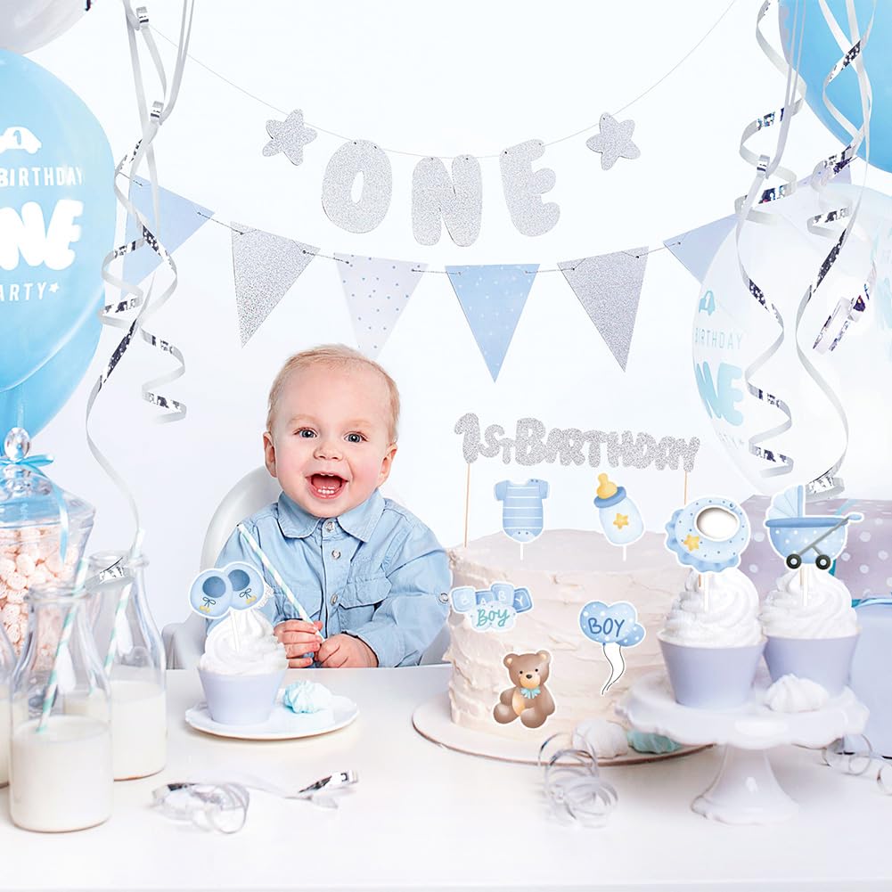 Babyparty Deko-Set Für Jungen – Kuchendeko Mit Regenbogen, Ballons, Herz & Stern, Lebensmittelecht