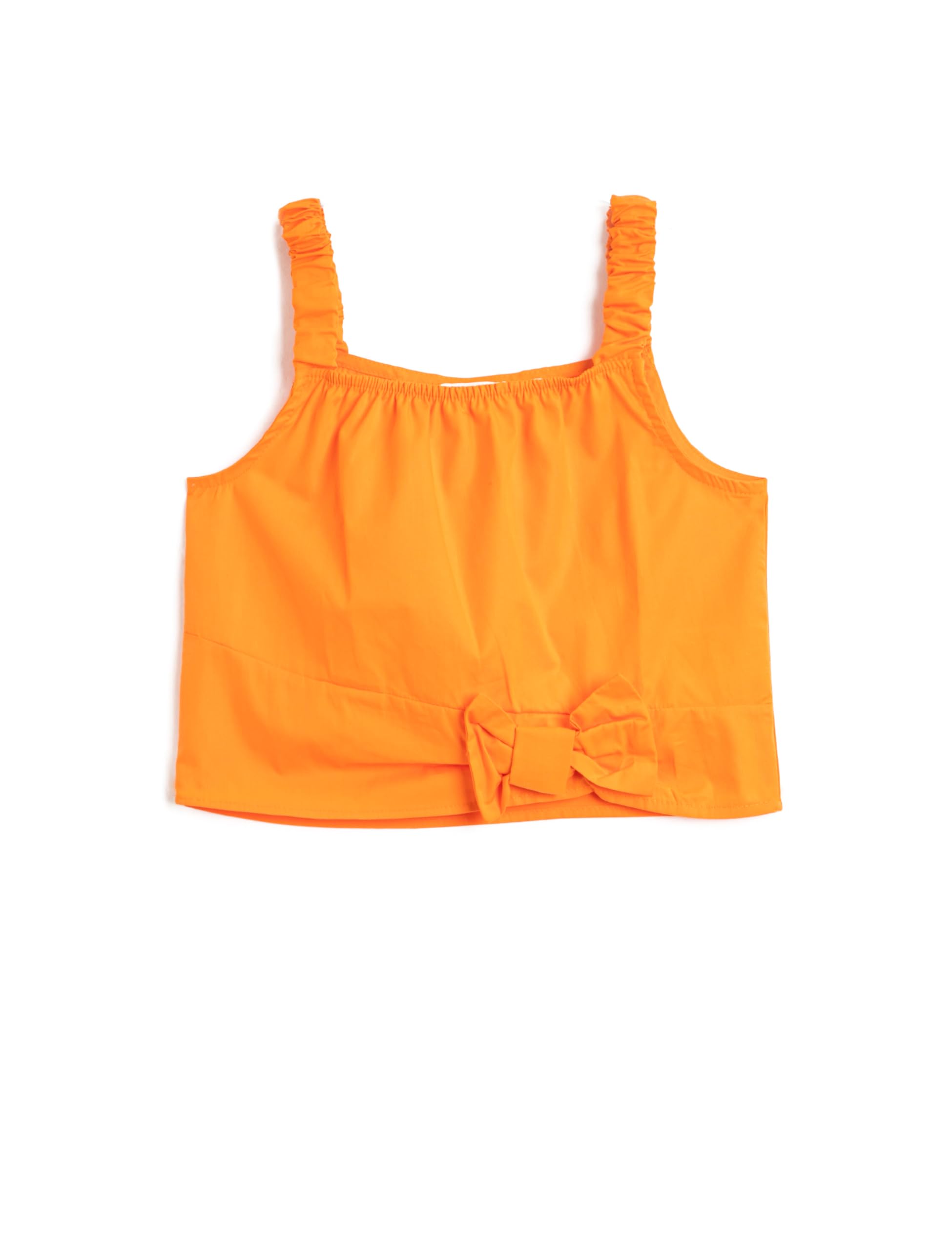 Crop Bluz Askılı Fiyonk Detaylı Pamuklu