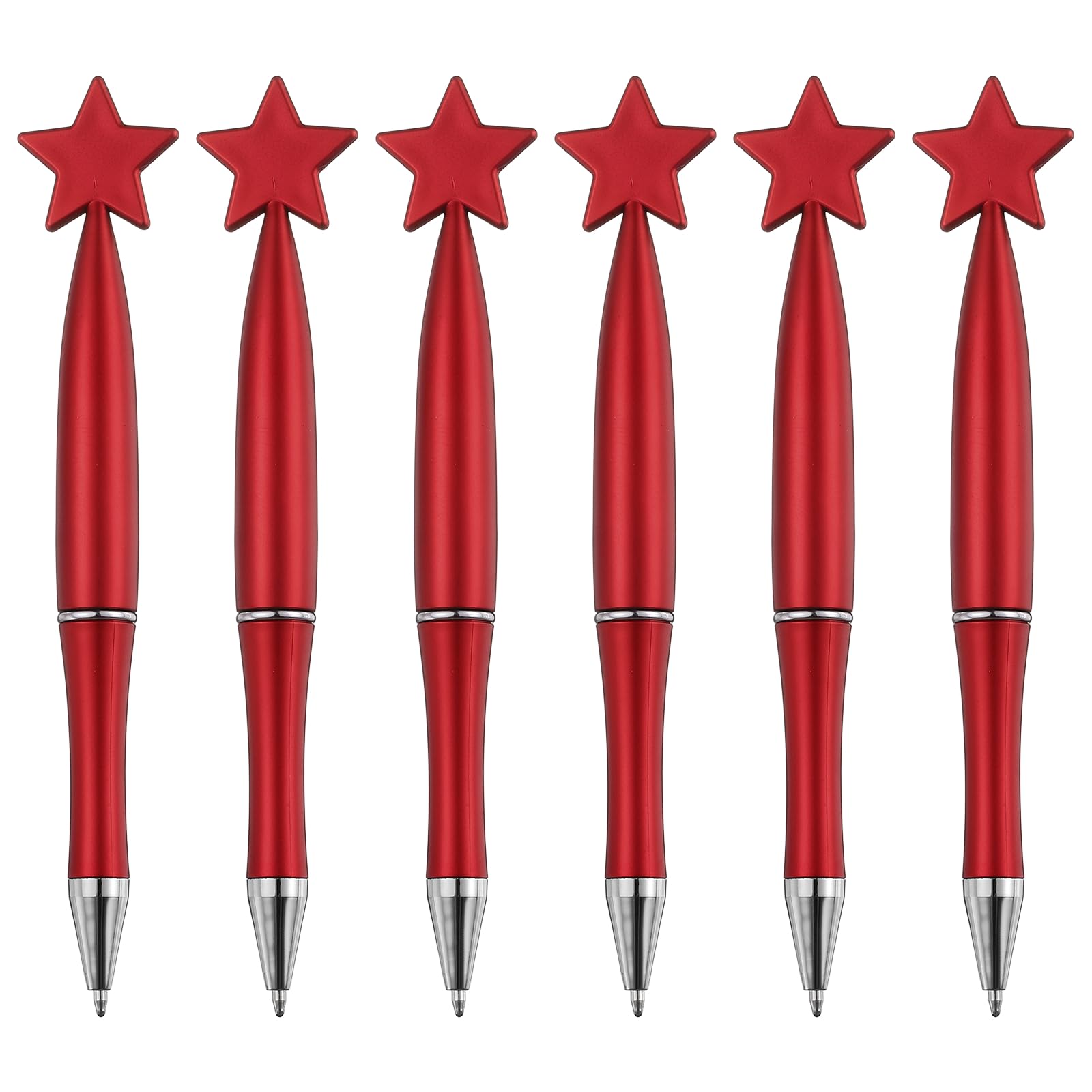 PATIKIL 6 Pcs Star Ballpoint Pens, 1.0mm Tip Cute Twist Writing Pens Black Ink for Home Office Writing Supplies Valentine's Christmas Wedding Party Gifts, Red