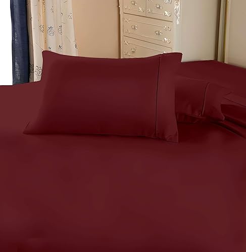 Miniatura 2 de Juego de sábanas King  Juego de sábanas de 4 piezas  Sábanas de 400 hilos  Sábanas para cama tamaño King  100% algodón suave de fibra larga  Fácil