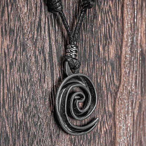 Bluerica Koru Spiral Wave Pendant On Adjustable Black Cord Necklace #TOP3
