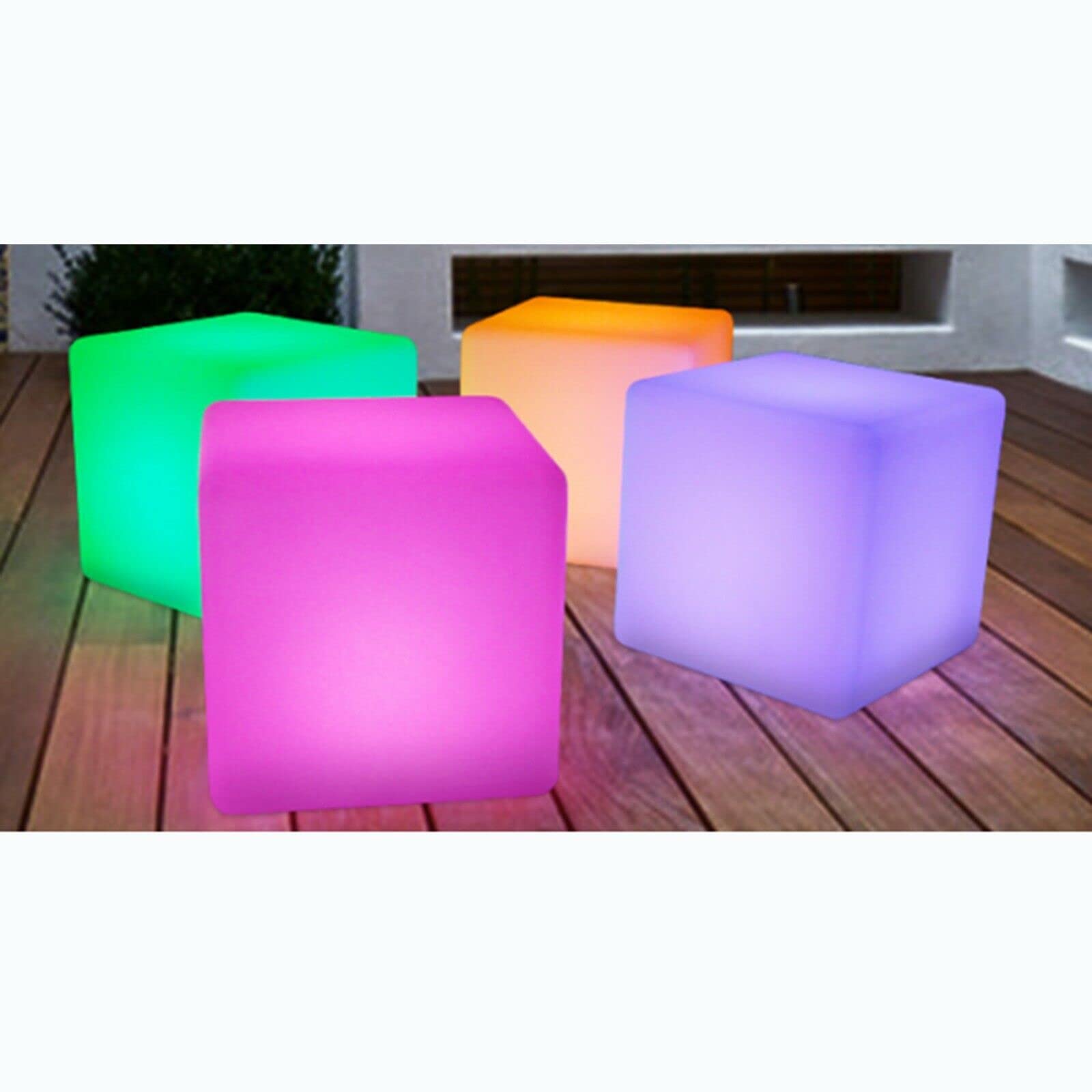 Shining Cube LED-Würfel (30cm) weiß, mit Infrarot-Fernbedienung (7 Farben), Leucht-Würfel für außen und innen, als Deko, Tisch oder Hocker