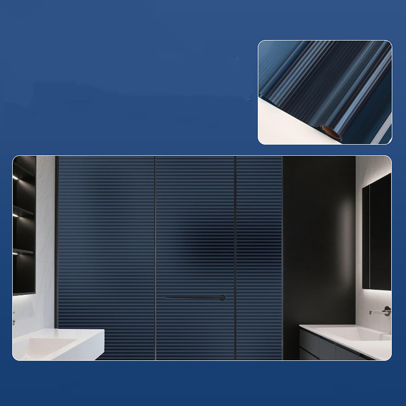 Sicherheitsfolie für Fenster 0.12 mm, Mattierte UV-Schutz Folie, Elektrostatisch Haftend, Isolierfolie für Glas - Badezimmer, Wohnzimmer, Büro(Size:90CM*10M,Color:Blau)