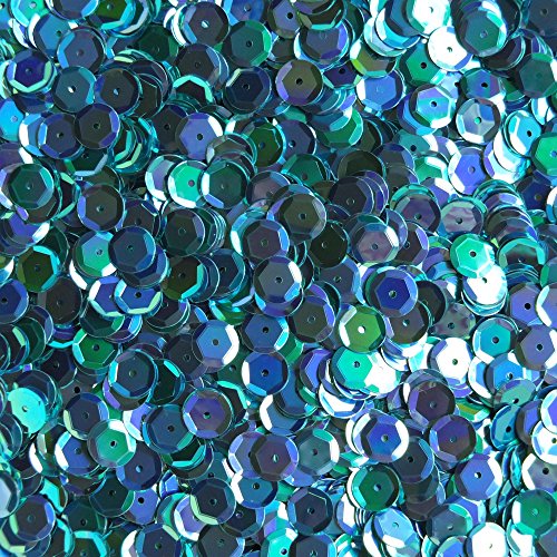 8mm Cup Sequins Aqua Blue Metallic Iris Rainbow Iridescent Loose Facet Paillettes Made in USA