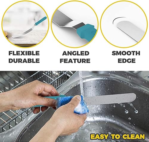 Miniatura 5 de Utoolmart Espátula de glaseado doblada de 6 pulgadas, cuchillas de acero inoxidable en ángulo para hornear, decoración de tartas, espátulas de