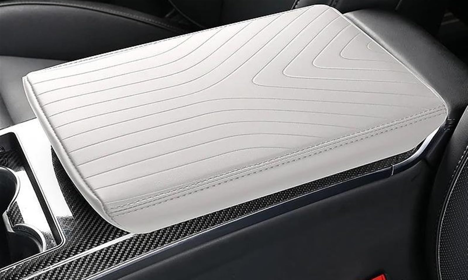 Auto Center Konsole Abdeckung Armlehne Box Leder Pad Zubehör Für Tesla Für Modell X Für S 2023(Bianco)