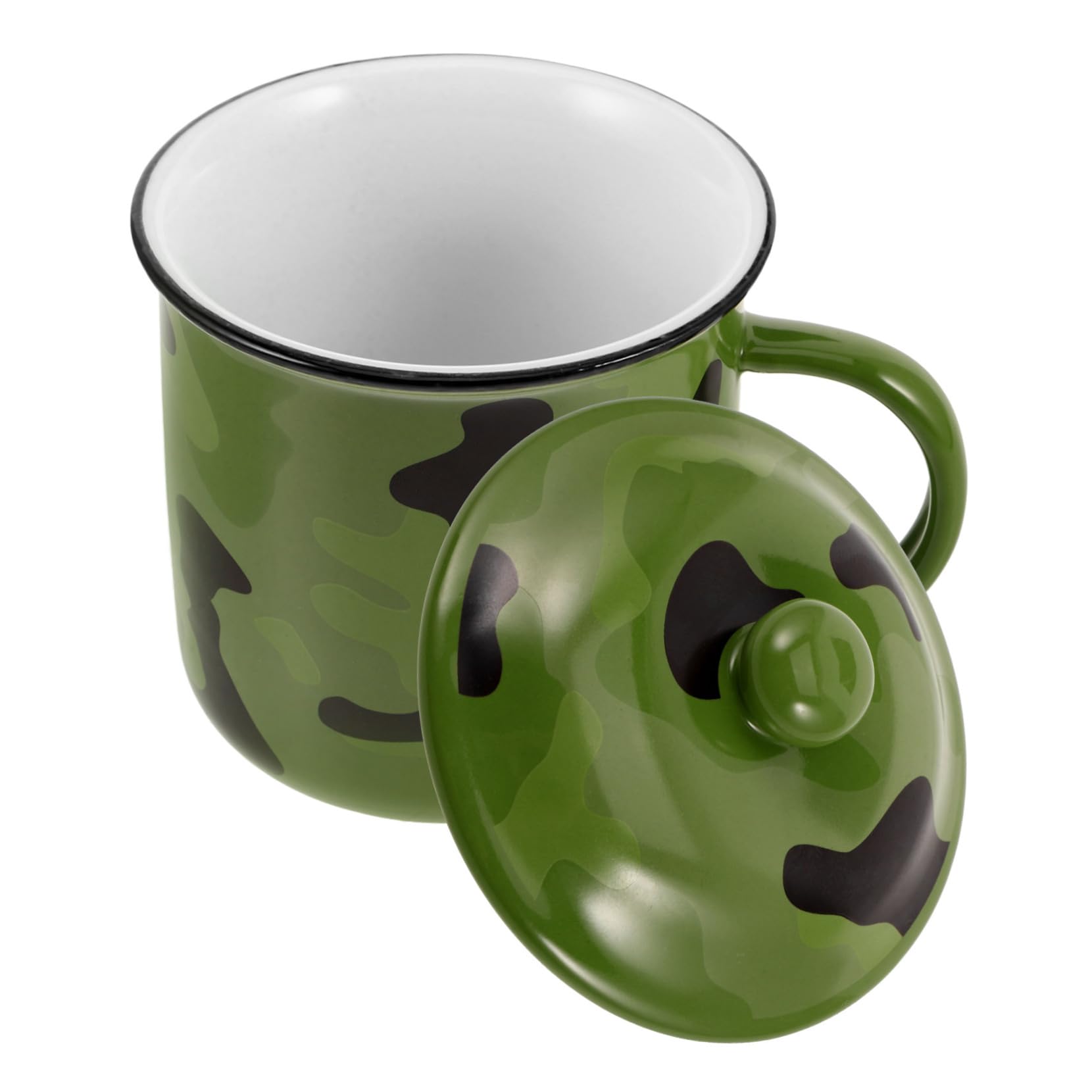 KOMBIUDA Retro Emaille Kaffeetasse Vintage Trinkbecher Für Zuhause Und Camping Geeignet Für Kaffee Tee Und Saft Isolierter Becher Militärgrünem Camouflage-design Für Outdoor-abenteuer