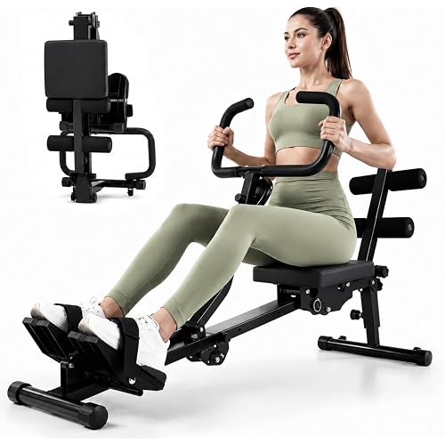 Sportneer Foldable Hydraulic Rowing Machine, 12-Level Home Gym Rower, Black