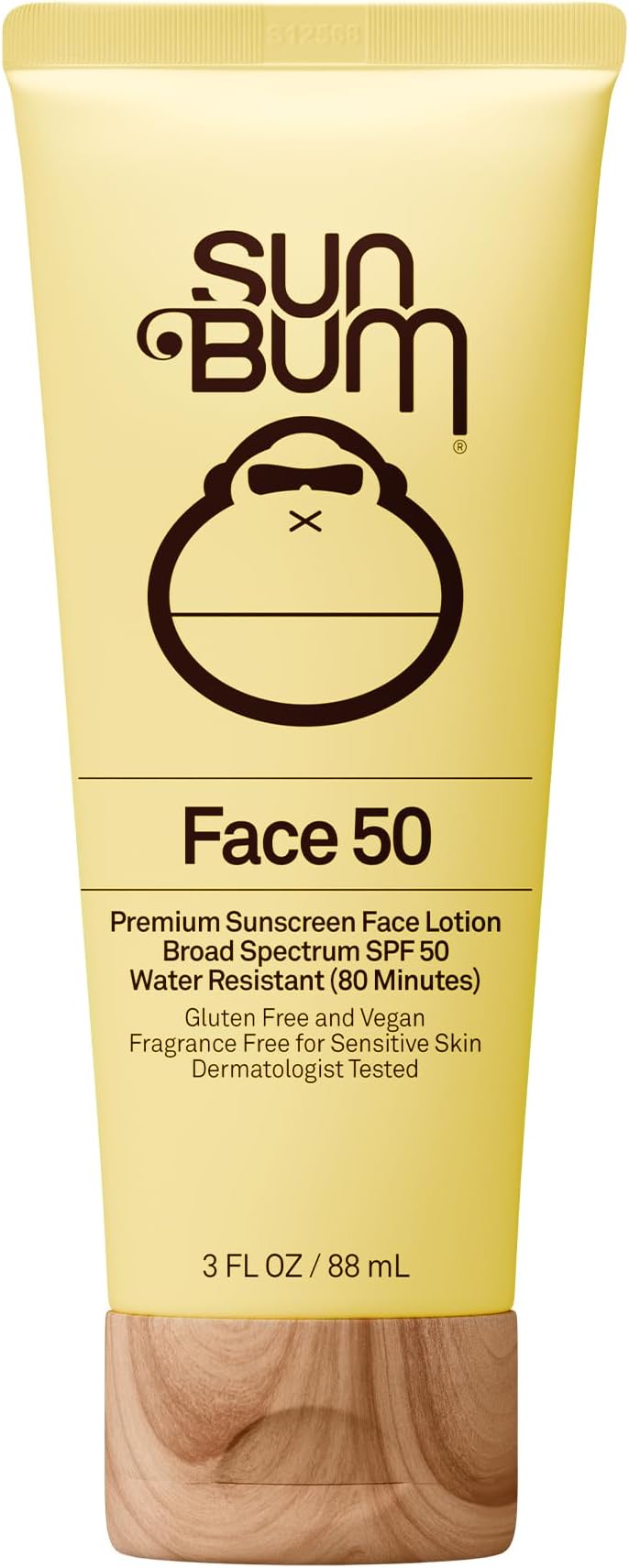 Sun Bum SPF 50 Face Lotion, 3 oz Bottle, 1 Count, Broad Spectrum UVA/UVB Protection, Oil Free, Gluten Free, Vegan