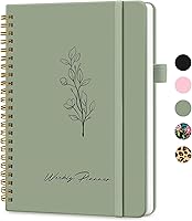 Taja Undated Weekly Planner Notebook - A5 Spiral Bound Habit Tracker, Goal & To-Do List Organizer, 6.1x8.2 Inch Green